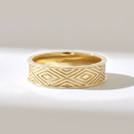 14k Gold Patterned Wedding Band: Solid Wide Band for Men and Women - Image 2