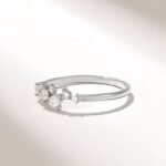 14k Gold Natural Diamond Cluster Wedding Ring: Minimalist Stacking Band for Her - Image 5