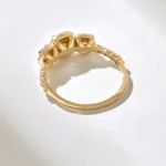 Three Stone Halo Natural Diamond Engagement Ring |  18K Solid Gold Bridal Ring - Image 7