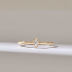 Tiny Marquise Diamond Solitaire Ring | 18K Solid Gold Solo Promise Ring - Image 2