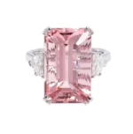 18K 纯金粉红摩根石与钻石单颗鸡尾酒戒指