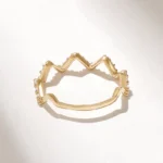 Moissanite Diamond Zigzag Ring | 18K Solid Gold Stacking Ring for Women | Pave Wave Ring - Image 7