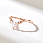 Curved Pear Natural Diamond Ball Ring in 18K Solid Gold | Wishbone Stacking Ring Women - 图片 6