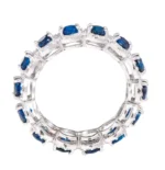 14K Solid Gold 3.39 Carat Sapphire and Diamond Cluster Eternity Band Ring - 图片 3