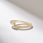 14k Ascending Natural Diamond Bypass Wedding Ring, Solid Gold Pave Stacking Band, 2.85MM - 图片 4
