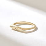 14k Gold Natural Diamond Rhombus Star Pinky Ring: Celestial Slim Signet Band for Women - Image 4