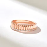 Pave Natural Diamond Line Wedding Band | 14k Solid Gold Unique Dome Marriage Ring - 图片 6