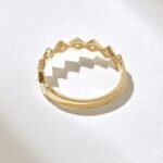0.45Ct Princess Natural Diamond Wedding Ring - Half Eternity Band in Solid Gold - 图片 7