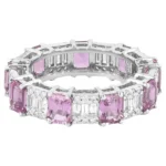 14K 纯金 5.92 克拉钻石和粉色蓝宝石永恒戒环