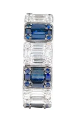 14K Solid Gold 3.61 Carat Natuarl Diamond and Sapphire "Illusion-Setting" Eternity Band - 图片 2
