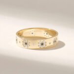 18K Solid Gold Sapphire Flower Band - 图片 4