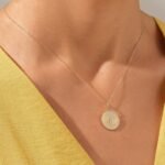Natural Diamond Disc Necklace | 18k Solid Gold Sun Necklace | Sunrise Medallion Necklace
