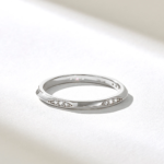 Pave Natural Diamond Ring, 14k Solid Gold Eternity Matching Band, Knife Edge Slim Ring - Image 6