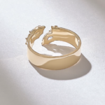 Open Natuarl Diamond Wedding Band: Solid Gold Cuff Ring with Pear and Marquise Natuarl Diamonds - Image 7