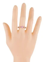 14K Solid Gold Diamond and Pink Sapphire Cocktail Ring - 图片 4