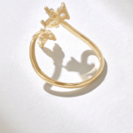 Natural Diamond Open Cuff Flower Ring: 18K Solid Gold Adjustable Floral Ring for Women - 图片 7