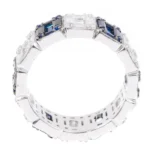 14K Solid Gold 3.61 Carat Natuarl Diamond and Sapphire "Illusion-Setting" Eternity Band - 图片 4