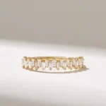 Baguette Half Eternity Ring | 18K Solid Gold Natual Diamond Ring | 0.3CT Tiny Gold Ring - Image 2