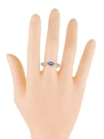 18K Solid Gold Diamond and Sapphire Cocktail Ring - Image 5