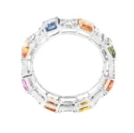 14K Solid Gold Diamond and Multi-Sapphire Eternity Cocktail Ring - 图片 2