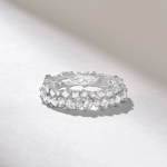 Geometric Cluster Natural Diamond Wedding Band | Full Eternity Ring in  18k Solid - 图片 5