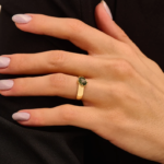 18K Solid Gold Moss Agate Solitaire Ring