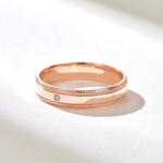 14k Solo Natural Diamond Migraine Wedding Band, Classic Solid Gold Marriage Ring - Image 6