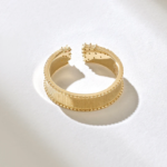 Natural Diamond Open Wedding Band,18k Cuff Rings for Women, Wrap Around Gap Ring - 图片 7