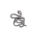 Natural Diamond Silver Snake Ring | Tiny Snake Ring | Serpent Ring - 图片 3