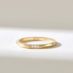 Pave Natural Diamond Ring, 14k Solid Gold Eternity Matching Band, Knife Edge Slim Ring - Image 3