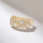 Halo Natural Diamond Circles Statement Ring | 1.2CT Antique Design Chunky Ring - Image 4