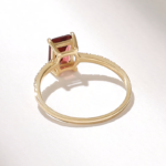 14K Solid Gold Baguette Garnet Diamond Solitaire Ring - 图片 7