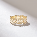 ScatteredSquares Gold Wedding Ring | Wide Geometric Ring Women - 图片 4