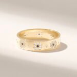 18K Solid Gold Sapphire Flower Band - 图片 2