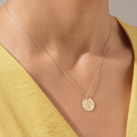 Natural Diamond Stars Medallion Necklace | 14k Solid Gold Celestial Necklace for Women