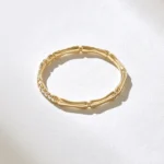 Pave Natural Diamond Bone Ring | 18K Solid Gold Bamboo Ring | Unique Knuckle Ring - 图片 7