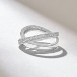 Thick Band X Crossover Ring | Pave Natural Diamond Statement Ring in Solid Gold - Image 6