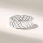 18k Gold Natural Diamond Pave Wedding Band: Thick Women's Alliance Ring - Image 4
