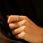 Pave Natural Diamond Bypass Wedding Band, Solid Gold Stackable Ring for Women - 图片 3