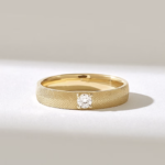 14K Solid Gold Natural Diamond Arrow Wedding Band - Image 2