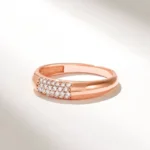 Pave Natural Diamond Dome Ring | 18k Minimalist Wedding Band | Solid Gold Bubble Ring - 图片 5