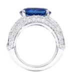 18K Solid Gold Lab Grown Royal Blue Sapphire and Diamond Solitaire Ring - Image 2
