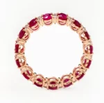 18K Solid Gold Oval-Cut Ruby and Diamond Eternity Band Ring - Image 3