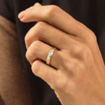 Natural Diamond Gold Band | 18K Solid Gold Thick Band Solitaire Ring | Natural Diamond - 图片 3
