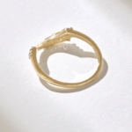 Cluster Natural Diamond Arch Ring |18K Solid Gold Curved Wedding Ring Enhancer For Women - 图片 6