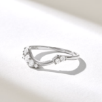 Cluster Natural Diamond Arch Ring |18K Solid Gold Curved Wedding Ring Enhancer For Women - 图片 4
