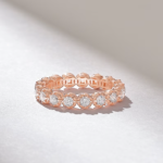 Pave Natural Diamond Eternity Ball Ring | 18K Solid Gold Wedding Band | Stackable Ring - 图片 5