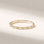 14k Gold Natural Diamond Arrow Wedding Ring Slim Band, Minimalist Stackable Design - Image 6
