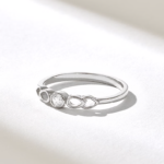 14k Bezel Natural Diamond Solo Promise Ring | Solid Gold Small Engagement Ring for Women - Image 5