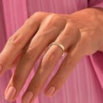 14k Gold Simple Natural Diamond Wedding Band: Minimalist Comfort Fit Ring